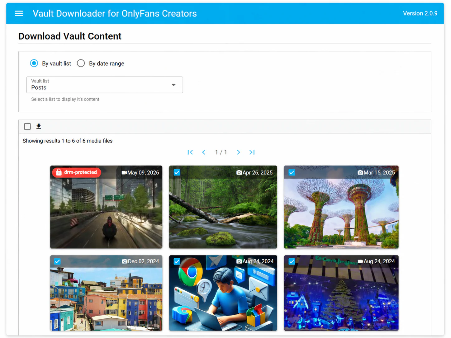 Browse OnlyFans creator media by vault list